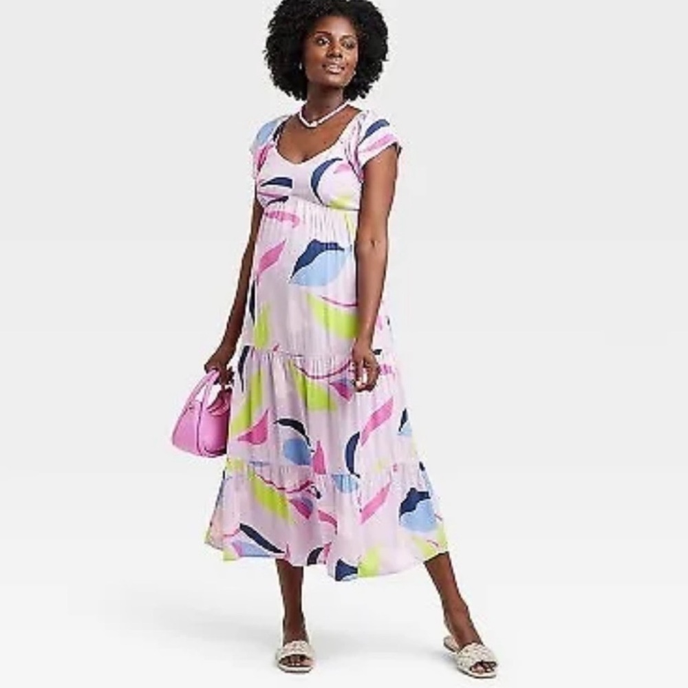 Flutter Short Sleeve Woven Maternity Dress - Isabel Maternity by Ingrid&IsabelXL